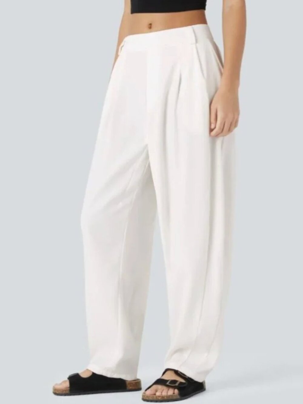 NWT Halara Women’s Mid Rise Side Pocket Barrel Leg Work Pants White Size 1X